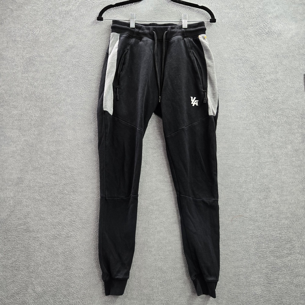 Youngla Men Activewear Pants S Black Colorblock Slim Fit Jogger Drawstring READ